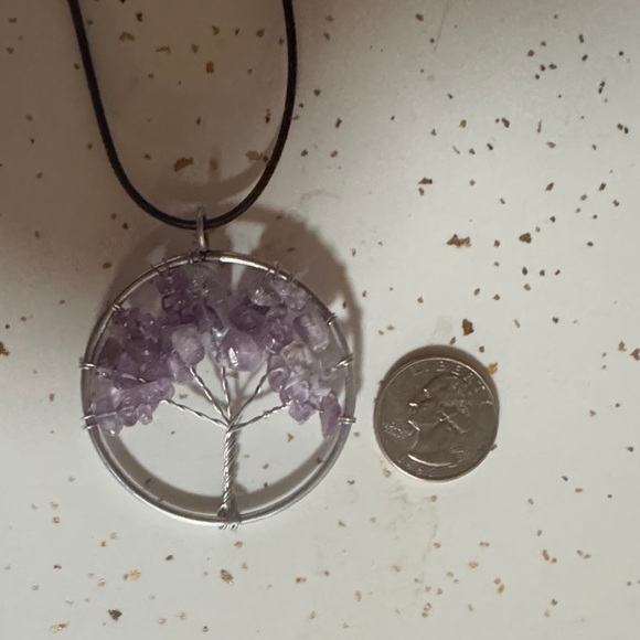 Amethyst Tree of Life Necklace with Silver Frame - Picture 2 of 2